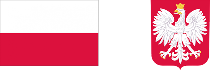 Polska flaga oraz godło - orzeł biały w koronie