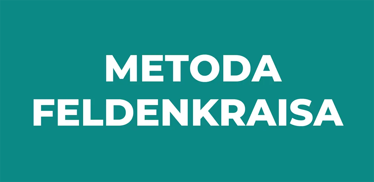 Baner z napisem "Metoda Feldenkraisa". Napis jest na zielonym tle.