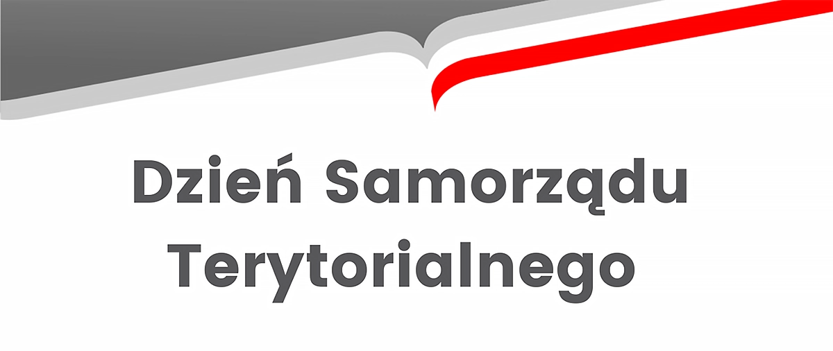 obrazek dekoracyjny - napis "dzień samorządu terytorialnego". W tle motyw flagi Polski