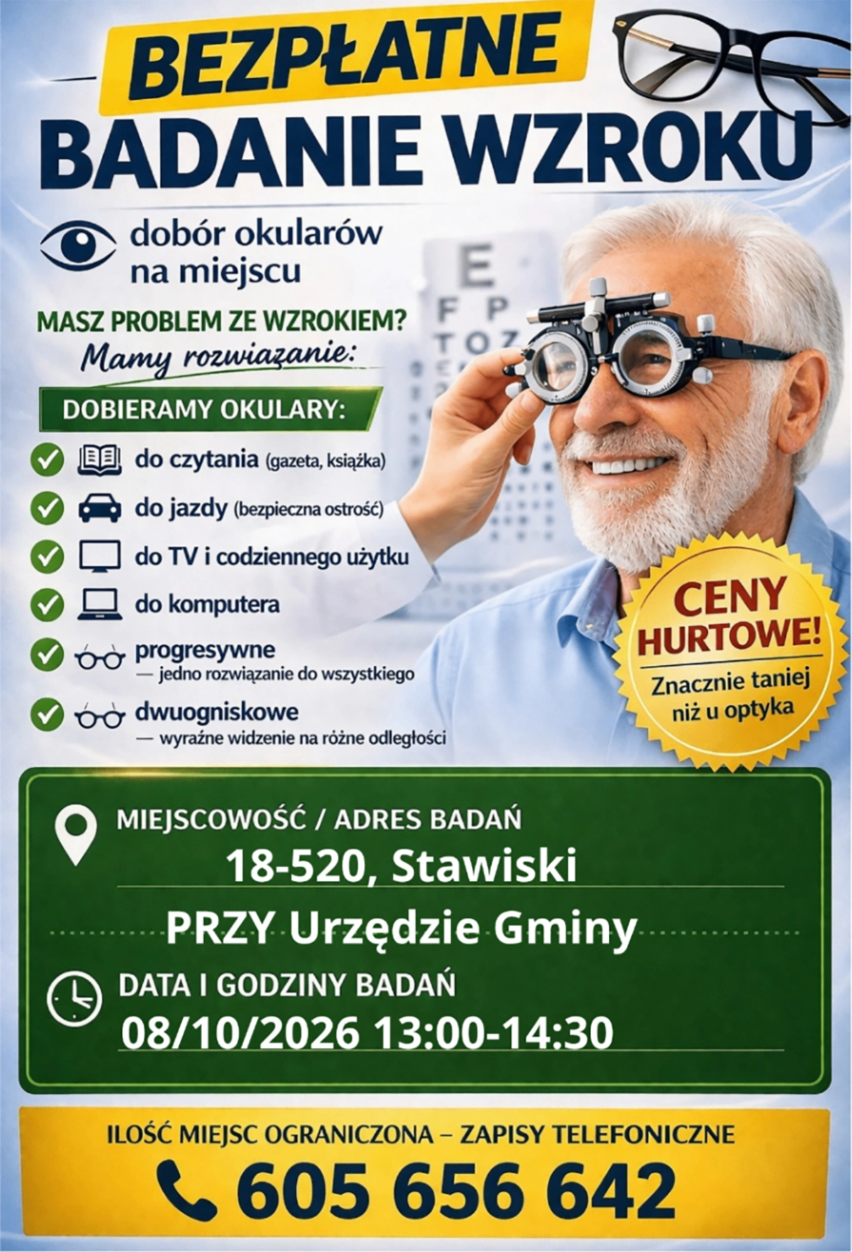 bezpłatne badanie wzroku - plakat